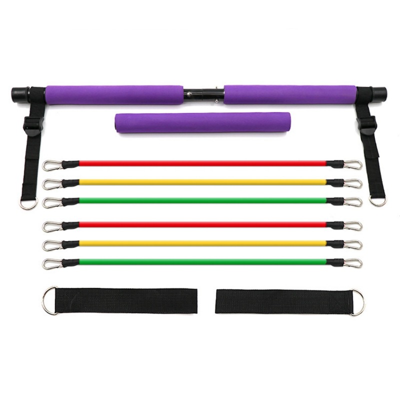 High Quality Portable Yoga Pilates Bar Kit Latex Free Resistance Band Exercise Stick Women